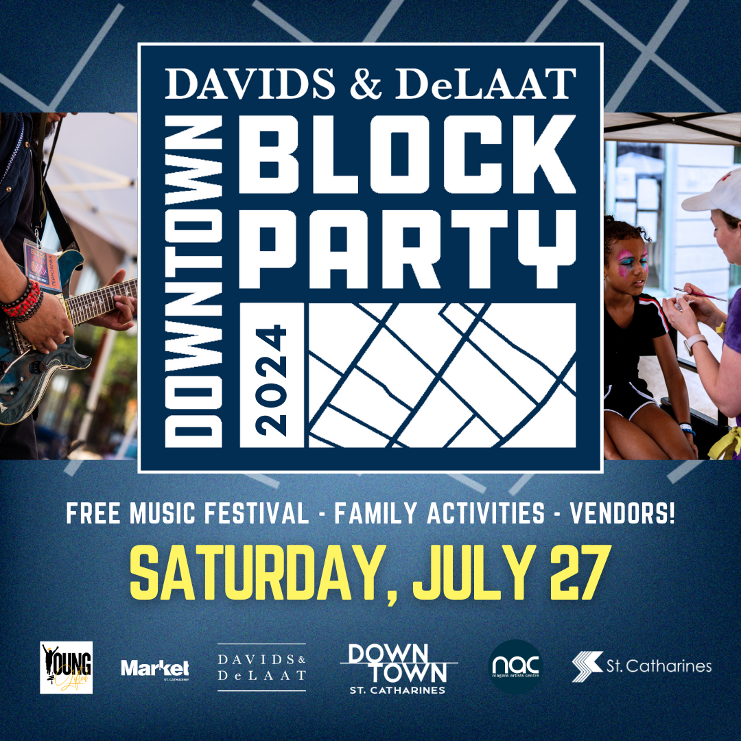 The official Block Party poster, inviting all to experience the diversity and excitement of St. Catharines' signature event.